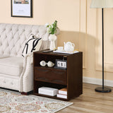 Nightstand With USB Ports & Outlet Hole, End Table With Drawer