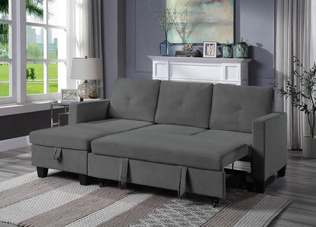 Nova - Velvet Reversible Sleeper Sectional Sofa With Storage Chaise - Sleeper Sectionals - Alpine Outlets