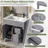 Modern Bathroom Vanity With Sink, Storage Cabinet, Soft Close Doors, Deep & Standard Drawers