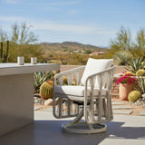 Breeze - Cream Metal Outdoor Swivel Dining Chair With Cushions - Pearl