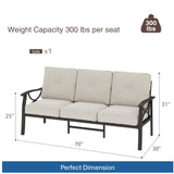 All-Weather 3 Seat Patio Sofa With Cushions