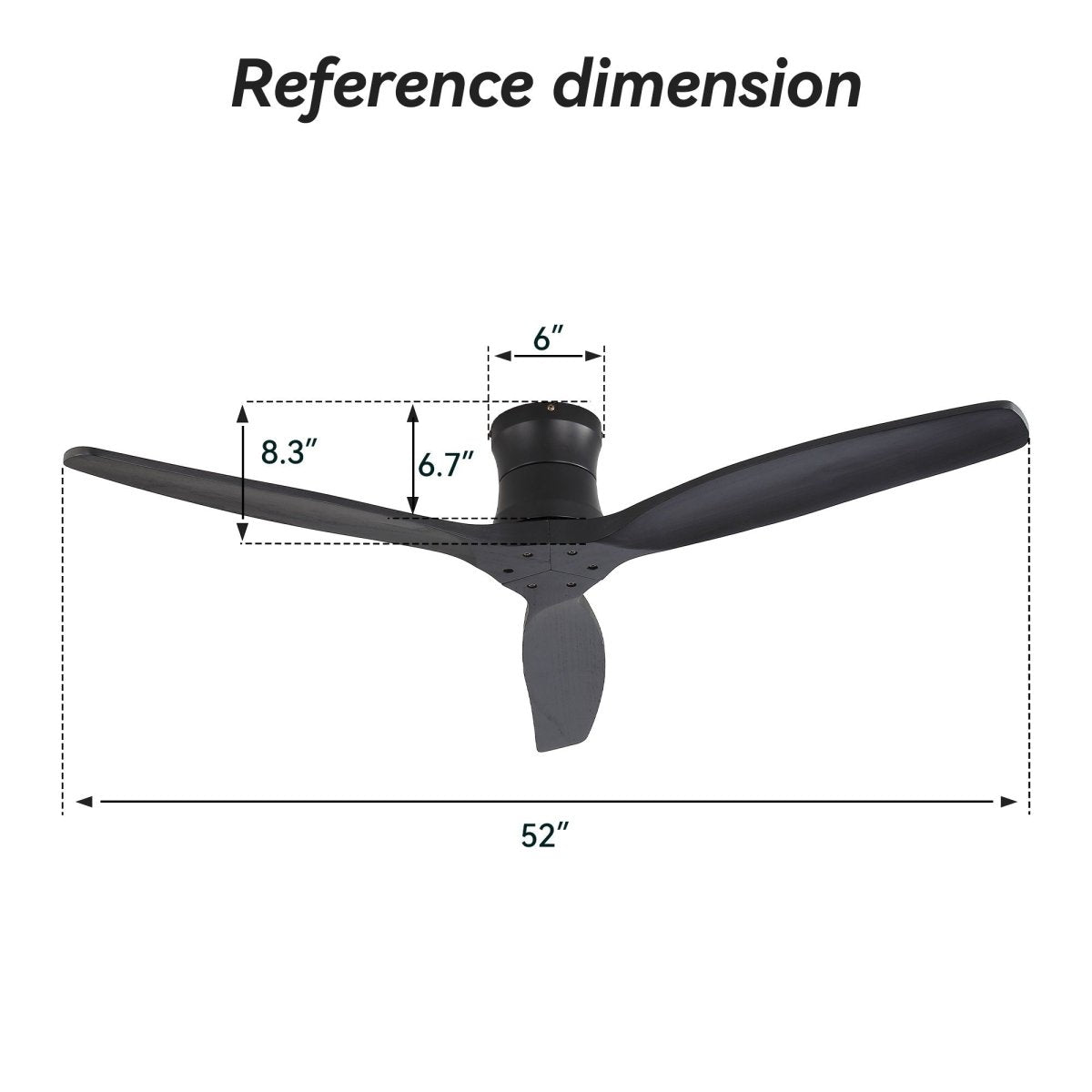 52" Ceiling Fan, No Light Flush Mount Low Profile 3 Blades With Remote Control - Ceiling Fans available at Alpine Outlets in Denver