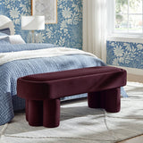 52 Inch Oval Performance Velvet Accent Bench with Sculptural Clover - Base Legs - Benches available at Alpine Outlets in Denver