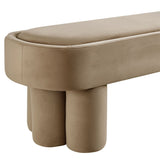 52 Inch Oval Performance Velvet Accent Bench with Sculptural Clover - Base Legs - Benches available at Alpine Outlets in Denver