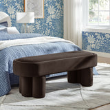 52 Inch Oval Performance Velvet Accent Bench with Sculptural Clover - Base Legs - Benches available at Alpine Outlets in Denver