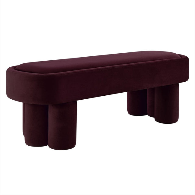 52 Inch Oval Performance Velvet Accent Bench with Sculptural Clover - Base Legs - Benches available at Alpine Outlets in Denver