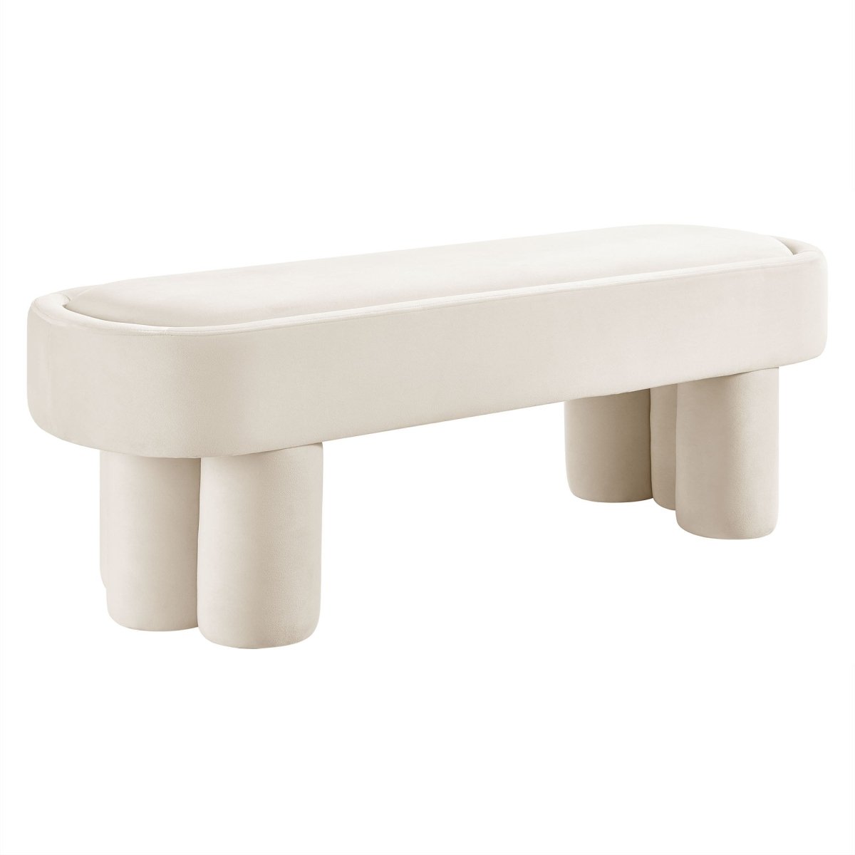 52 Inch Oval Performance Velvet Accent Bench with Sculptural Clover - Base Legs - Benches available at Alpine Outlets in Denver