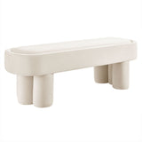 52 Inch Oval Performance Velvet Accent Bench with Sculptural Clover - Base Legs - Benches available at Alpine Outlets in Denver