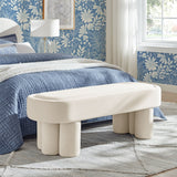 52 Inch Oval Performance Velvet Accent Bench with Sculptural Clover - Base Legs - Benches available at Alpine Outlets in Denver