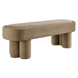 52 Inch Oval Performance Velvet Accent Bench with Sculptural Clover - Base Legs - Benches available at Alpine Outlets in Denver