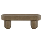 52 Inch Oval Vegan Leather Accent Bench with Sculptural Clover - Base Legs - Benches available at Alpine Outlets in Denver