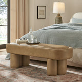 52 Inch Oval Vegan Leather Accent Bench with Sculptural Clover - Base Legs - Benches available at Alpine Outlets in Denver