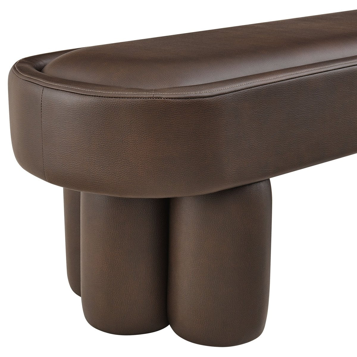 52 Inch Oval Vegan Leather Accent Bench with Sculptural Clover - Base Legs - Benches available at Alpine Outlets in Denver