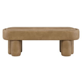 52 Inch Oval Vegan Leather Accent Bench with Sculptural Clover - Base Legs - Benches available at Alpine Outlets in Denver