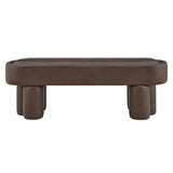 52 Inch Oval Vegan Leather Accent Bench with Sculptural Clover - Base Legs - Benches available at Alpine Outlets in Denver