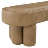 52 Inch Oval Vegan Leather Accent Bench with Sculptural Clover - Base Legs - Benches available at Alpine Outlets in Denver