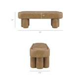52 Inch Oval Vegan Leather Accent Bench with Sculptural Clover - Base Legs - Benches available at Alpine Outlets in Denver