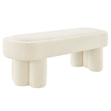 52 Inch Sculptural Oval Boucle Fabric Bench - Benches available at Alpine Outlets in Denver