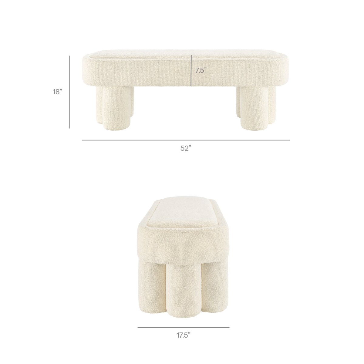 52 Inch Sculptural Oval Boucle Fabric Bench - Benches available at Alpine Outlets in Denver