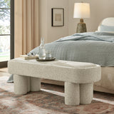 52 Inch Sculptural Oval Boucle Fabric Bench - Benches available at Alpine Outlets in Denver