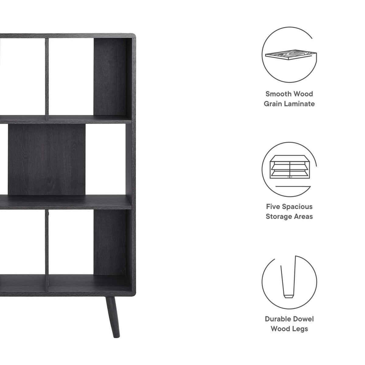52" Wood Grain Bookcase with 5 Open Storage Shelves - Bookcases available at Alpine Outlets in Denver