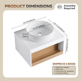 Floating Bathroom Vanity With Glossy Round Vessel Sink