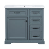 36" Bathroom Vanity With Sink, 2 Tip-Out Drawers, Soft Close Hinges