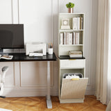 Tall Narrow Fluted Storage Cabinet With Trash Bin Compartment For Kitchen (Trash Can Not Included)