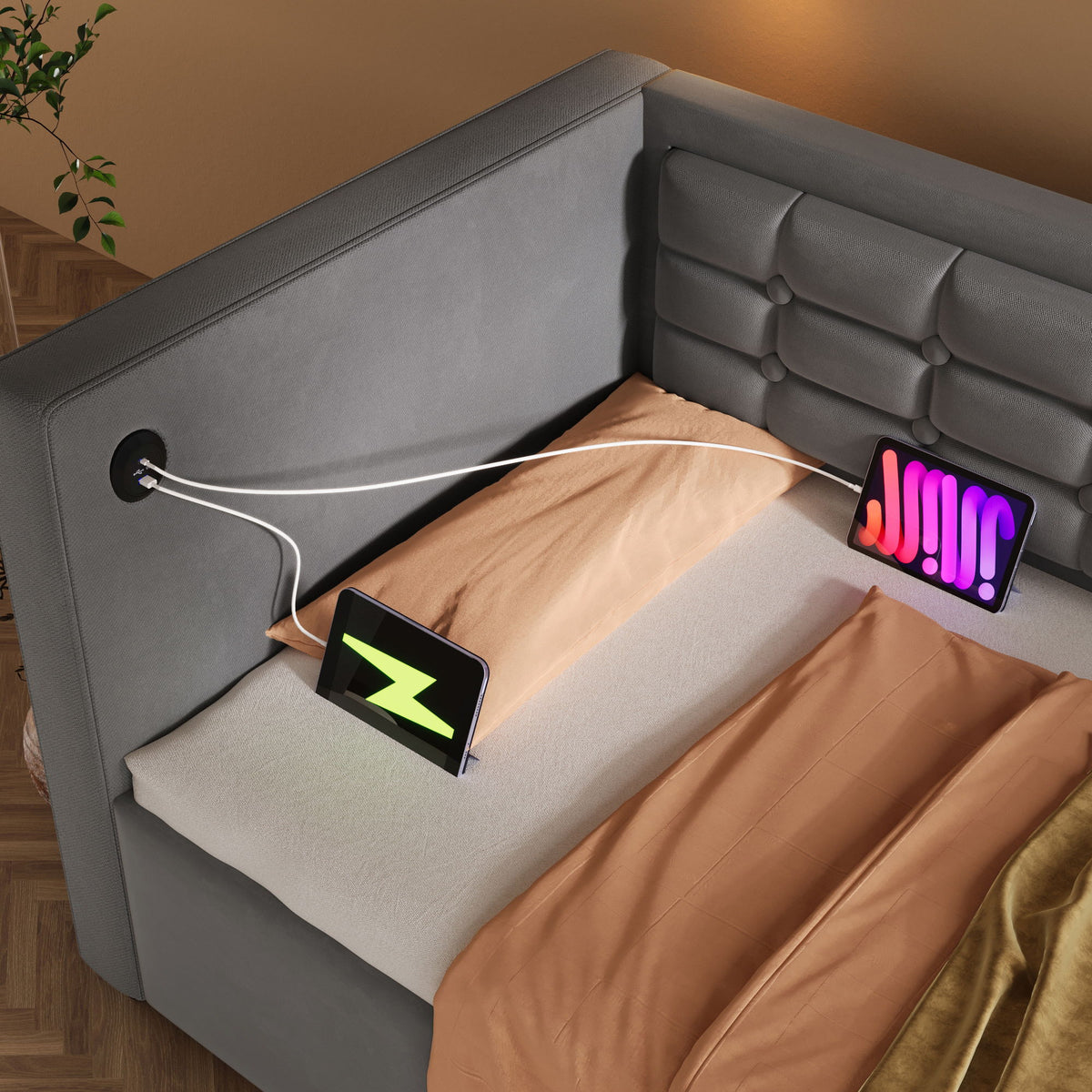 Upholstered Daybed With Hydraulic Storage And USB / Type - C Charging