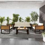 Large 4-Piece Aluminum Frame Outdoor Patio Furniture Set Beige Cushions