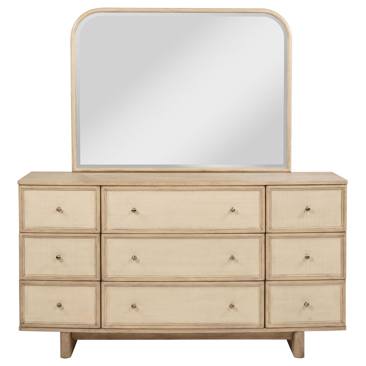 Kimpton - 9 Drawer Dresser With Mirror - Beige