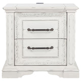 2 Drawer Nightstand With Dual USB Charging Ports - Vintage