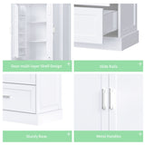 Tall Bathroom Storage Cabinet With 2 Doors And Drawers, Adjustable Shelf
