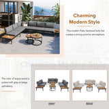 Modern Outdoor Sectional Sofa Set With Nesting Coffee Tables