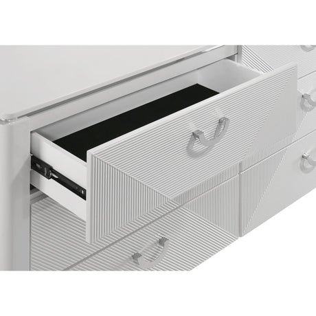 Buckley - 6 Drawer Dresser With Mirror - Gloss White