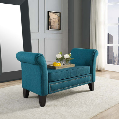 53 Inch Charming Modern Farmhouse Nailhead Bench in Teal - Benches available at Alpine Outlets in Denver