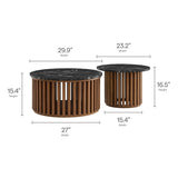 53 Inch Faux Marble Nesting Coffee Table Set in Walnut Black - Coffee Tables available at Alpine Outlets in Denver