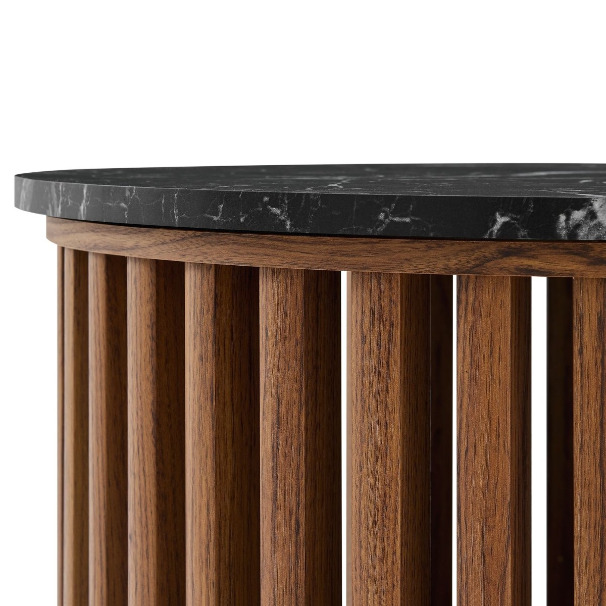 53 Inch Faux Marble Nesting Coffee Table Set in Walnut Black - Coffee Tables available at Alpine Outlets in Denver