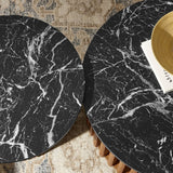 53 Inch Faux Marble Nesting Coffee Table Set in Walnut Black - Coffee Tables available at Alpine Outlets in Denver