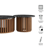 53 Inch Faux Marble Nesting Coffee Table Set in Walnut Black - Coffee Tables available at Alpine Outlets in Denver