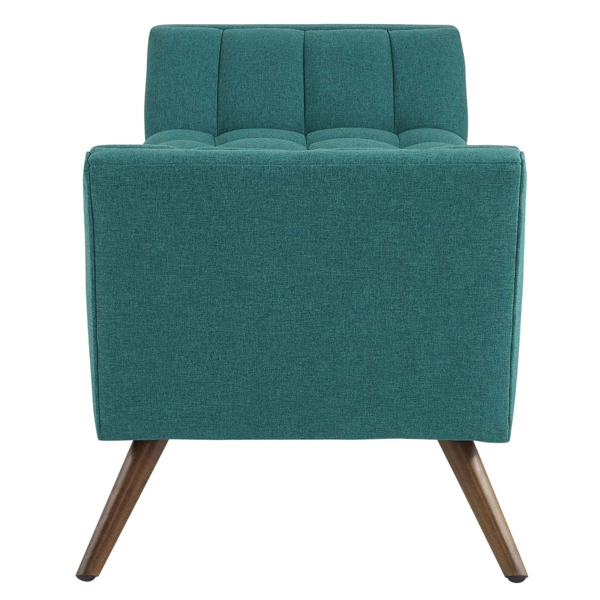 53 Inch Tufted Fabric Accent Bench with Sloping Arms and Tapered Wood Legs - Benches available at Alpine Outlets in Denver