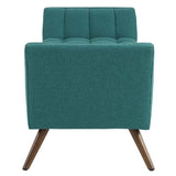 53 Inch Tufted Fabric Accent Bench with Sloping Arms and Tapered Wood Legs - Benches available at Alpine Outlets in Denver