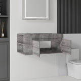 Floating Bathroom Vanity Cabinet, Soft Close Double Drawers, Open Side Storage, Wall Mounted, Cabinet Only
