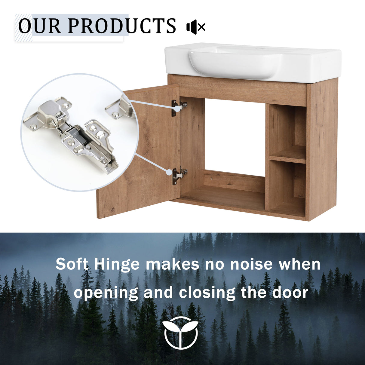 Wall Mounted Bathroom Vanity & Sink & Soft Close Door