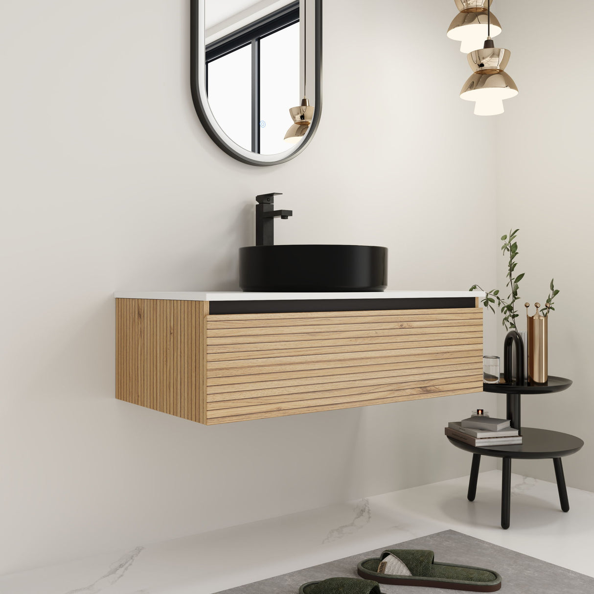 Wall Mounted Bathroom Vanity With Art Sink & 1 Soft Close Drawer