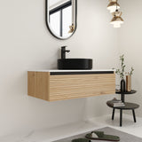 Wall Mounted Bathroom Vanity With Art Sink & 1 Soft Close Drawer