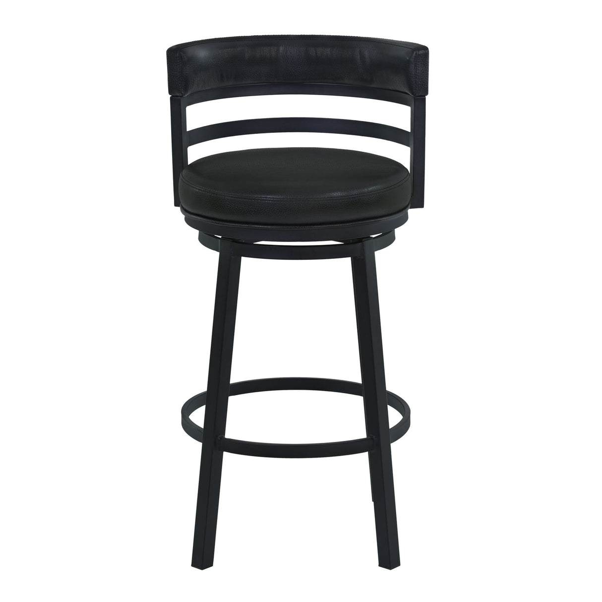 Madrid - 26" Counter Height Metal Swivel Barstool - Ford Black Pu And Black Finish