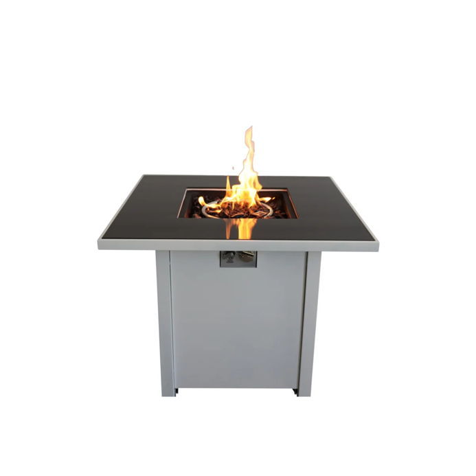 Fire Pit Table Outdoor Heater Propane Fuel Steel 30x25in White