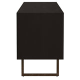 Manaya - 2 Door Stand With Open Shelving And Hidden Storage - Charcoal Black