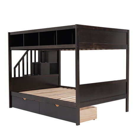 Bunk Bed With Shelfs, Storage Staircase And 2 Drawers